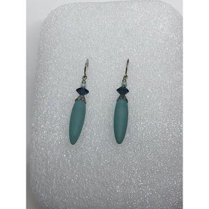 Sterling silver hook earrings dangle beaded blue 925